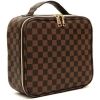 Checkered Makeup Bag - Spacious Travel Cosmetic Organizer with Adjustable Compartments | Waterproof PU Leather Toiletry Bag for Women | Stylish Gift f