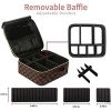 Checkered Makeup Bag - Spacious Travel Cosmetic Organizer with Adjustable Compartments | Waterproof PU Leather Toiletry Bag for Women | Stylish Gift f