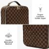 Checkered Makeup Bag - Spacious Travel Cosmetic Organizer with Adjustable Compartments | Waterproof PU Leather Toiletry Bag for Women | Stylish Gift f